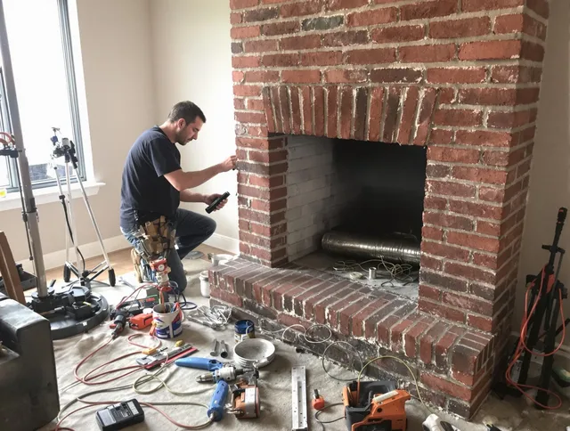 Norton Chimney Sweep specialist finalizing chimney liner service in Norton, OH