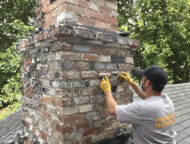 In-progress chimney restoration by Norton Chimney Sweep in Norton, OH