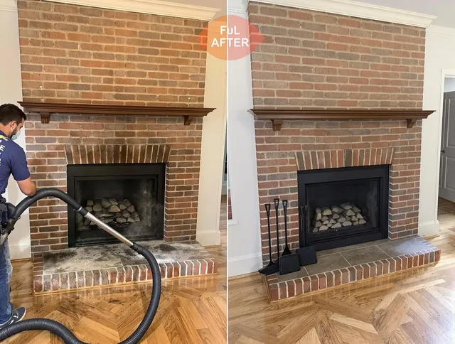 Norton Chimney Sweep carefully sanitizing a fireplace in Norton, OH