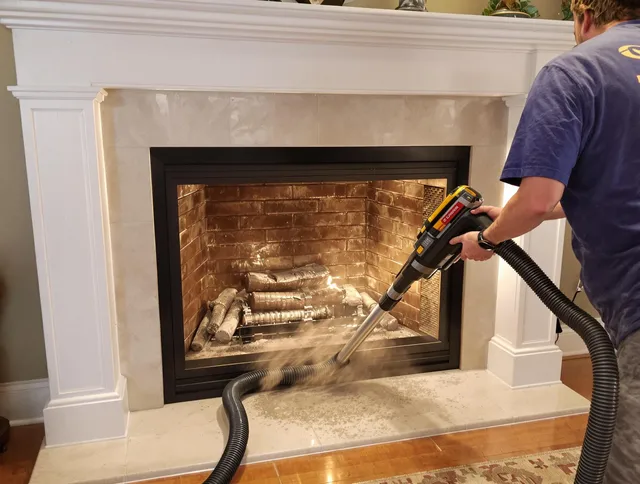 Fireplace cleaning performed by Norton Chimney Sweep in Norton, OH
