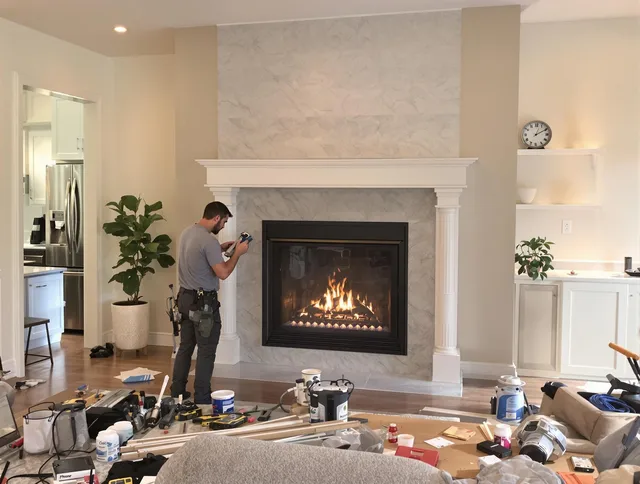 Newly installed fireplace by Norton Chimney Sweep in Norton, OH